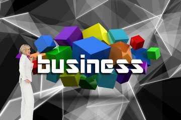 Poster - Composite image of thinking businesswoman
