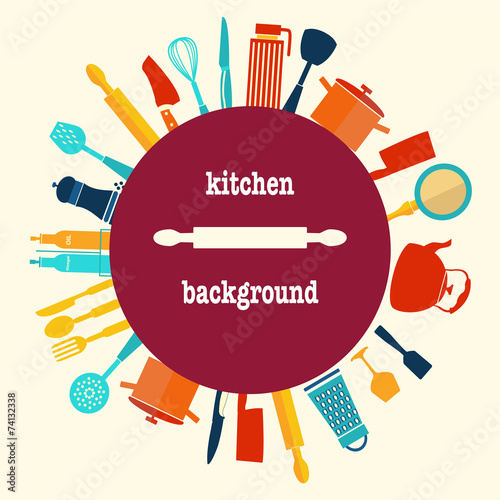 Fotografia Pattern of Kitchen utensil kitchen-background