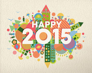 Wall Mural - Happy 2015 quote illustration