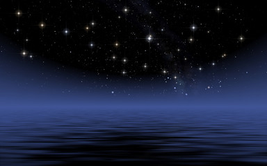 calm sea in starry night