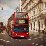 Fototapeta  - London red bus. Tilt shift lens.