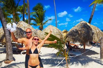 Happy couple on the beach