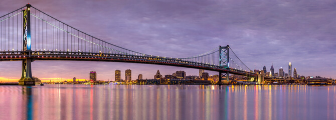Fototapete - Ben Franklin bridge and Philadelphia skyline