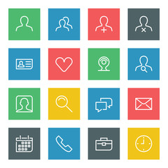 Wall Mural - white thin line icons set for web and mobile on color background