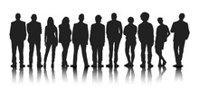 Silhouettes Group Of People In A Row