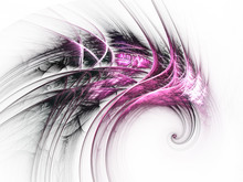 Feathery Pink Fractal Spiral, Digital Artwork