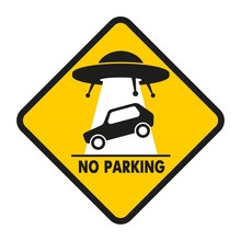 Road Sign UFO Abduction Car