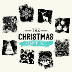 Wall Mural - Christmas Vintage Stamp Set