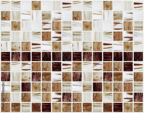 Fototapeta do kuchni small marble square tiles with brown color effects