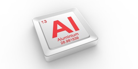 Al symbol 13 for Aluminium chemical elem of the periodic table