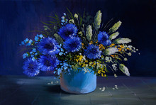 Oil Painting - Still Life, A Bouquet Of Flowers, Wildflowers