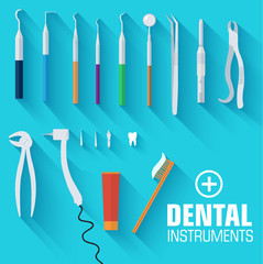 flat dental instruments set design concept background. Vector il