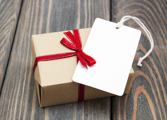 Sticker - vintage gift box package with blank  tag