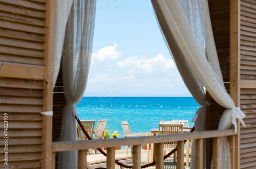 Fototapeta dla dzieci view the sea from window of House