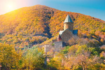 Fototapete - Ancient Fortress Anauri in Georgia country