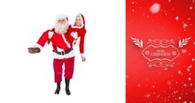 Composite Image Of Santa And Mrs Claus Smiling At Camera