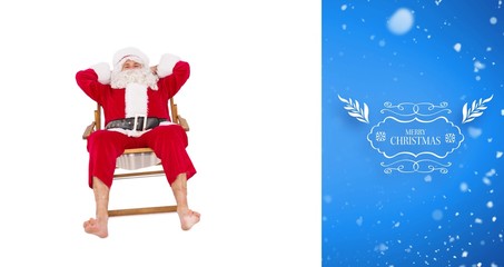 Poster - Composite image of happy santa relaxing on deckchair