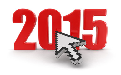 Fototapete - Cursor and 2015 (clipping path included)