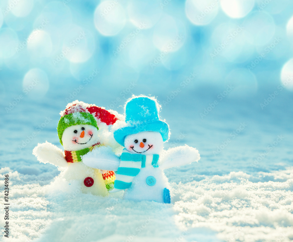 Foto-Schiebegardine ohne Schienensystem - Snowman on snow
