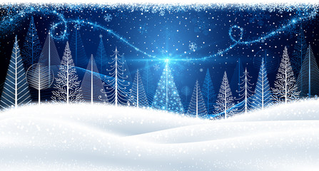 Christmas background with magic tree