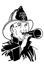 Canvas Print - Fireman With Bullhorn