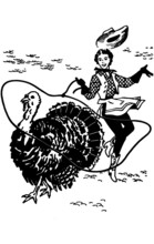 Cowgirl Lassoing Turkey