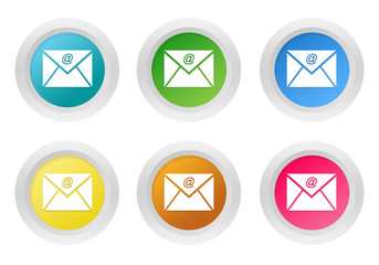 Wall Mural - set of rounded colorful buttons with email symbol