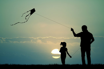 Wall Mural - father and son with kite