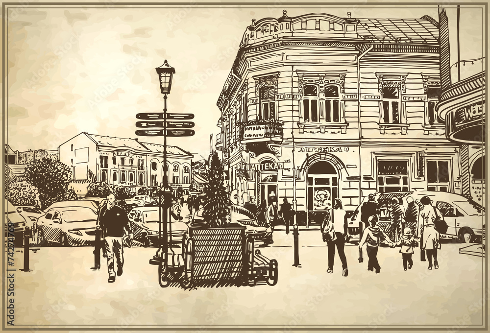 szkic-ilustracji-wektorowych-miasta-uzhorod