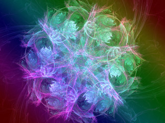 Poster - shiny colorful fractal mandala for creative graphic design