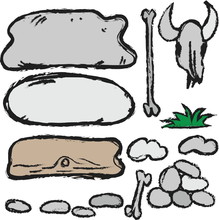 Cartoon  Stones Set, Bone, Skull, Board