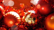 Red And Gold Christmas Ornaments Background