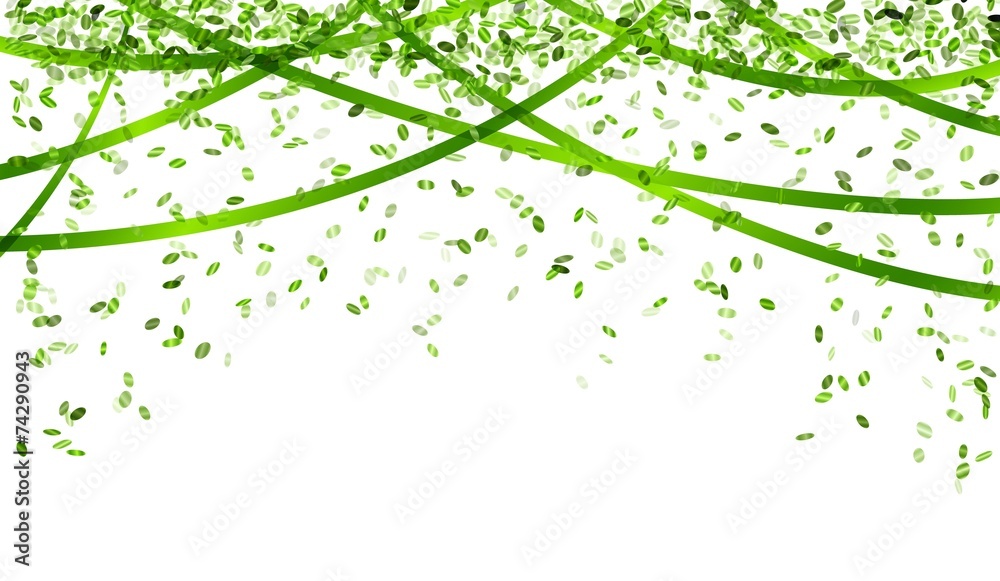 falling green confetti - obrazy, fototapety, plakaty 