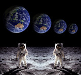 Fototapeta  - Astronauts Spaceman Moon Earth