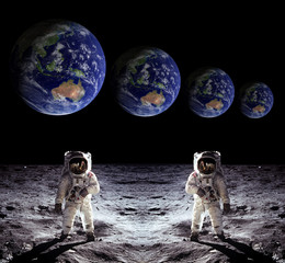 Wall Mural - astronauts spaceman moon earth