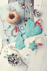  Handmade ceramic Christmas decorations with Christmas theme prin