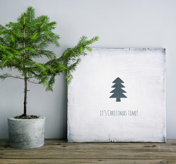 Wall Mural - WOODEN POSTER IT'S CHRISTMAS TIME