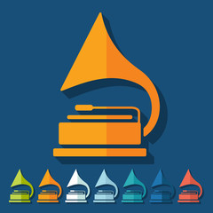 Aufkleber - flat design: gramophone