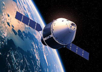 Wall Mural - crew exploration vehicle orbiting earth
