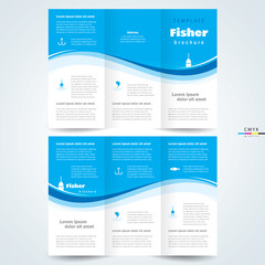 Wall Mural - brochure design template vector trifold fisher, cmyk profile