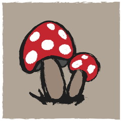 Wall Mural - cartoon mushrooms