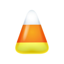 Realistic Candy Corn Isolated On White Background.