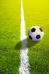 Wall Mural - Soccer grass field with marking and ball, Sport