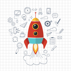 Poster - Vector flat start up illustration
