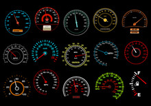 Car Speedometers On Black Background
