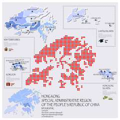 Canvas Print - Dot And Flag Map Of Hong Kong Infographic Design