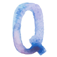 Letter Q Colorful Watercolor Aquarelle Font Type Handwritten
