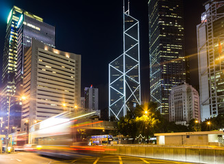 Wall Mural - A bus rushes in Hong Kong central district