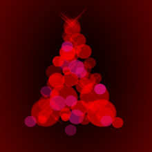 Christmas Tree, Red  Lights Bokeh