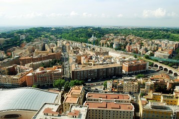 Wall Mural - Aerial view of Rome city from St Peter Basilica roof